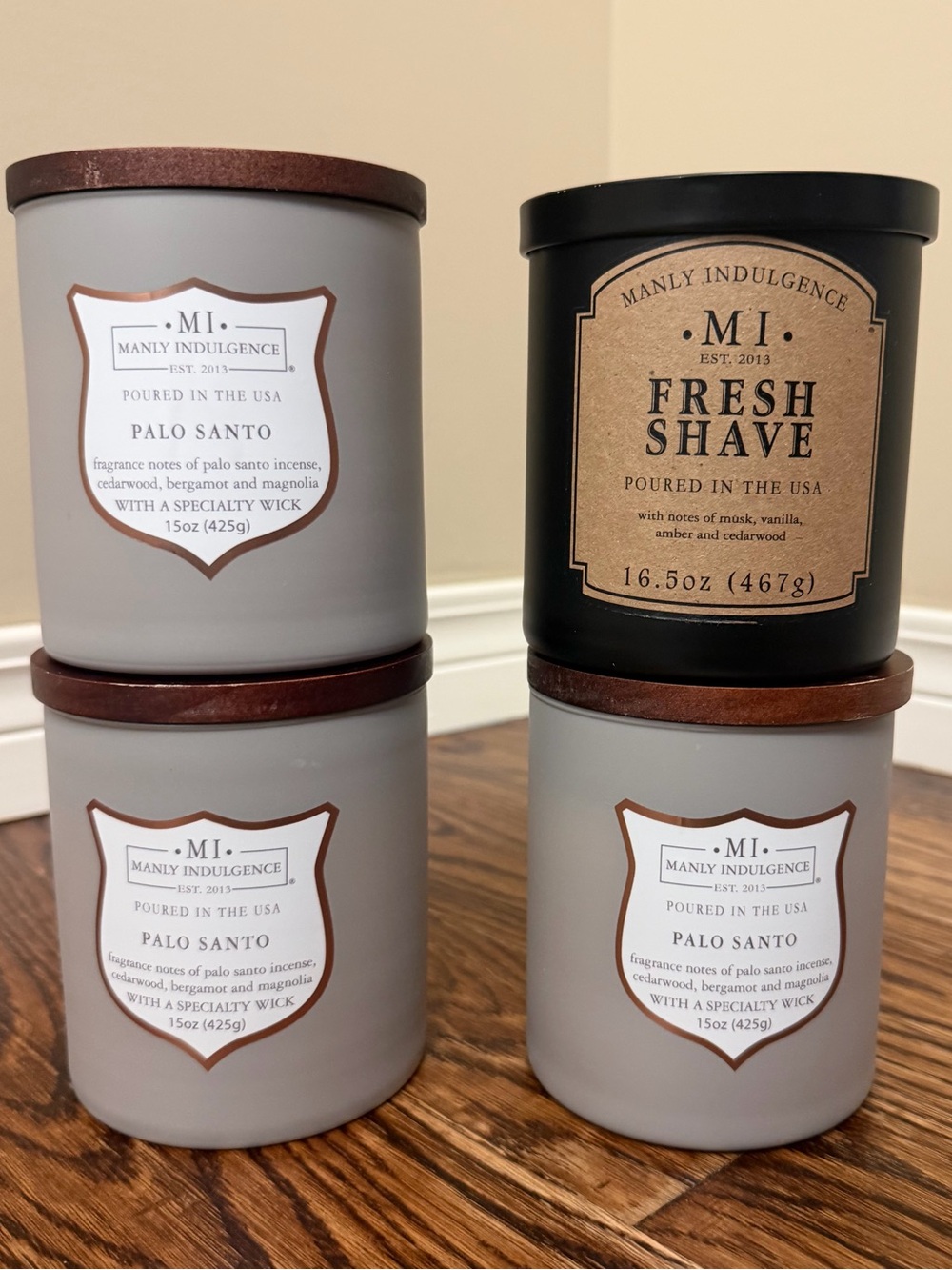 Bundle of 4 NEW Manly Indulgence Palo Santo Candles